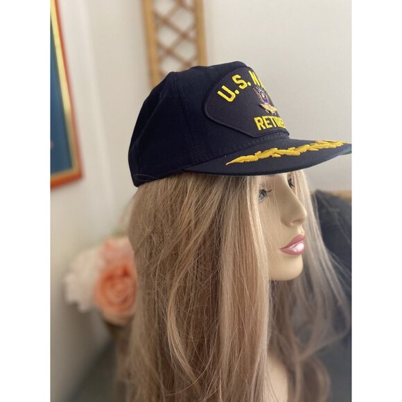 US Navy Cap Retired Snap Back Baseball Blue Embroidered OS Naval Aviation Wings - Picture 4 of 16